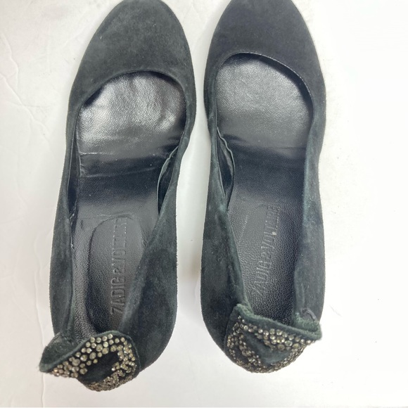 Zadig & Voltaire Leather Wedges Heels Skull Embellished 7 Black Rock Star - Picture 10 of 14